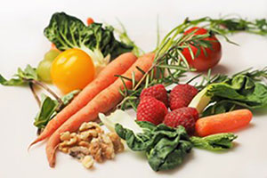 Carrots, Kale, Walnuts, Tomatoes, Berries.
