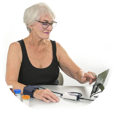 Senior female patient using Cloud DX.