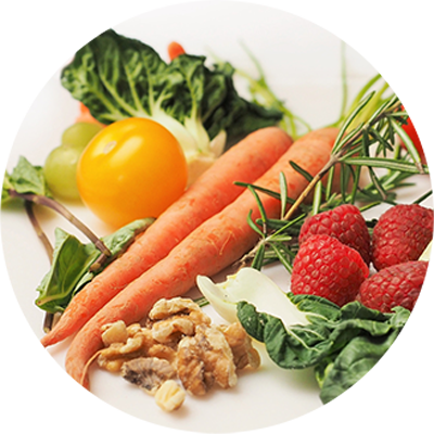 Carrots, kale, walnuts, tomatoes, berries.