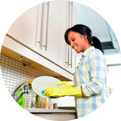 Home Support Worker Washing Dishes.