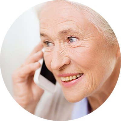 Senior woman talking on the phone, smiling.