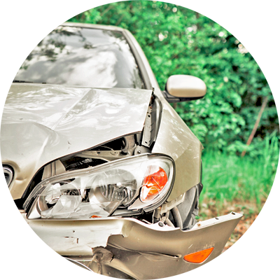 Motor Vehicle Accident front car broken.