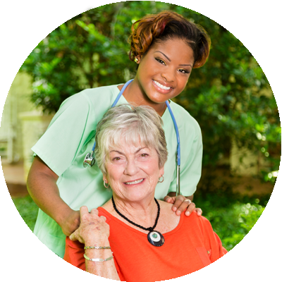 Nurse with senior woman.